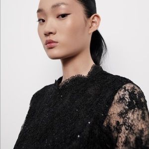 ZARA LACE SEQUIN BLOUSE